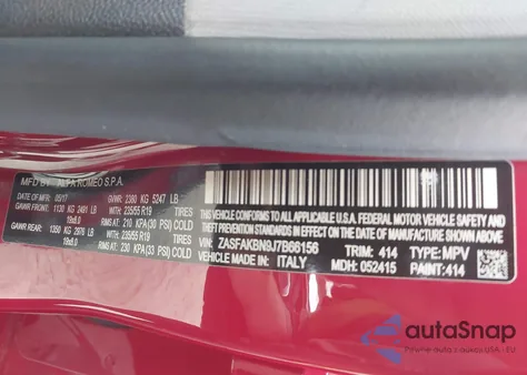 2018 Alfa Romeo Stelvio Ti Awd из США, поврежденный, VIN ZASFAKBN9J7B66156